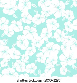 Hawaiian Seamless  Pattern with hibiscus flowers 