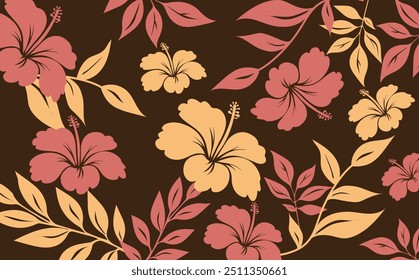Padrão sem emenda havaiano. Hibiscus flores Padrão. Flores e folhas tropicais. Camisa Havaiana Aloha. Design para tecido, têxtil, papel de parede, roupas. fundo floral. ilustração vetorial