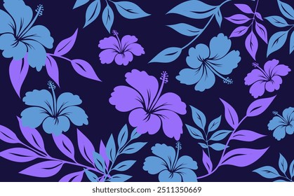 Padrão sem emenda havaiano. Hibiscus flores Padrão. Flores e folhas tropicais. Camisa Havaiana Aloha. Design para tecido, têxtil, papel de parede, roupas. fundo floral. ilustração vetorial