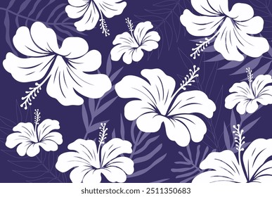 Padrão sem emenda havaiano. Hibiscus flores Padrão. Flores e folhas tropicais. Camisa Havaiana Aloha. Design para tecido, têxtil, papel de parede, roupas. fundo floral. ilustração vetorial