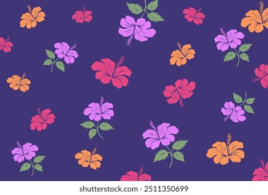 Padrão sem emenda havaiano. Hibiscus flores Padrão. Flores e folhas tropicais. Camisa Havaiana Aloha. Design para tecido, têxtil, papel de parede, roupas. fundo floral. ilustração vetorial