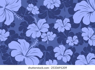 Padrão sem emenda havaiano. Hibiscus flores Padrão. Flores e folhas tropicais. Camisa Havaiana Aloha. Design para tecido, têxtil, papel de parede, roupas. fundo floral. ilustração vetorial