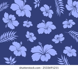 Padrão sem emenda havaiano. Hibiscus flores Padrão. Flores e folhas tropicais. Camisa Havaiana Aloha. Design para tecido, têxtil, papel de parede, roupas. fundo floral. ilustração vetorial