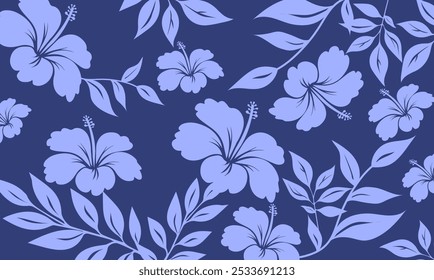 Padrão sem emenda havaiano. Hibiscus flores Padrão. Flores e folhas tropicais. Camisa Havaiana Aloha. Design para tecido, têxtil, papel de parede, roupas. fundo floral. ilustração vetorial