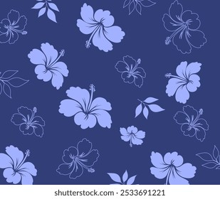 Padrão sem emenda havaiano. Hibiscus flores Padrão. Flores e folhas tropicais. Camisa Havaiana Aloha. Design para tecido, têxtil, papel de parede, roupas. fundo floral. ilustração vetorial