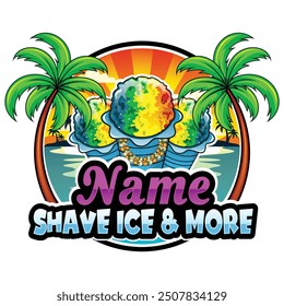 Hawaiian shave ice logo vector. Hawaiian maui shave ice logo emblem sign template. Shave Ice vector. Ice Cream logo
