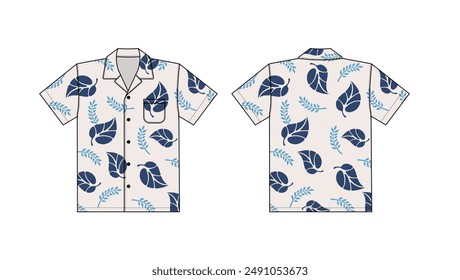 Hawaiian shirt (aloha shirt) vector template illustration
