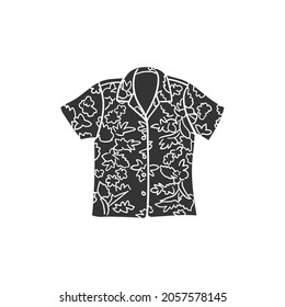 Hawaiian Shirt Icon Silhouette Illustration. Tropical Cloth Vector Graphic Pictogram Symbol Clip Art. Doodle Sketch Black Sign.