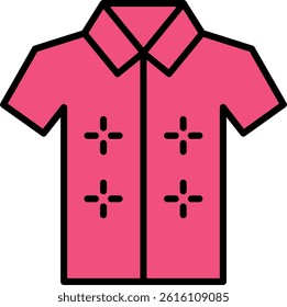 Hawaiian Shirt Line Filled Vector Icon Design
