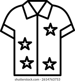 Hawaiian Shirt Line Vector Icon Design