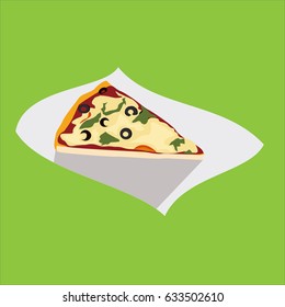  Hawaiian Style Pizza Vector Illustration