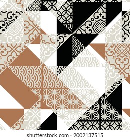 Hawaiian style tapa tribal fabric abstract patchwork vintage vector pattern