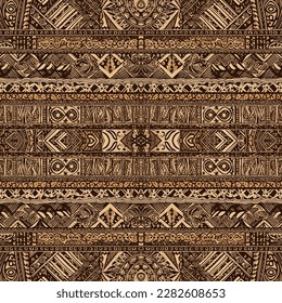 Hawaiian style tapa tribal fabric seamless pattern. Abstract traditional folk old ancient antique tribal ethnic graphic line. Ornate elegant luxury vintage retro modern minimal for texture textile.