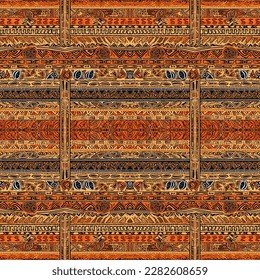 Hawaiian style tapa tribal fabric seamless pattern. Abstract traditional folk old ancient antique tribal ethnic graphic line. Ornate elegant luxury vintage retro modern minimal for texture textile.