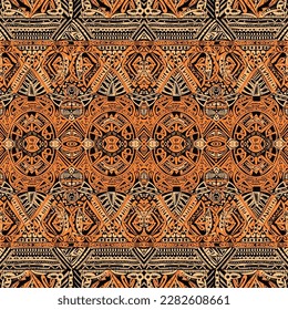 Hawaiian style tapa tribal fabric seamless pattern. Abstract traditional folk old ancient antique tribal ethnic graphic line. Ornate elegant luxury vintage retro modern minimal for texture textile.