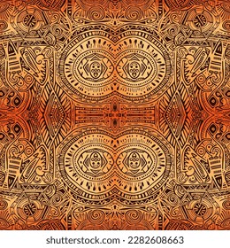Hawaiian style tapa tribal fabric seamless pattern. Abstract traditional folk old ancient antique tribal ethnic graphic line. Ornate elegant luxury vintage retro modern minimal for texture textile.