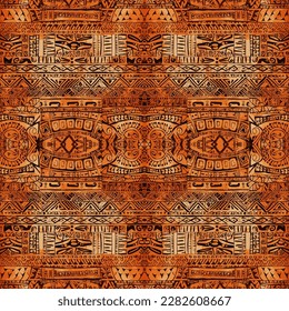Hawaiian style tapa tribal fabric seamless pattern. Abstract traditional folk old ancient antique tribal ethnic graphic line. Ornate elegant luxury vintage retro modern minimal for texture textile.