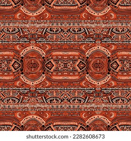 Hawaiian style tapa tribal fabric seamless pattern. Abstract traditional folk old ancient antique tribal ethnic graphic line. Ornate elegant luxury vintage retro modern minimal for texture textile.