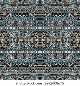 Hawaiian style tapa tribal fabric seamless pattern. Abstract traditional folk old ancient antique tribal ethnic graphic line. Ornate elegant luxury vintage retro modern minimal for texture textile.