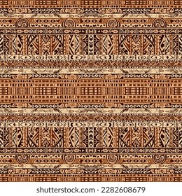 Hawaiian style tapa tribal fabric seamless pattern. Abstract traditional folk old ancient antique tribal ethnic graphic line. Ornate elegant luxury vintage retro modern minimal for texture textile.