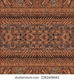 Hawaiian style tapa tribal fabric seamless pattern. Abstract traditional folk old ancient antique tribal ethnic graphic line. Ornate elegant luxury vintage retro modern minimal for texture textile.