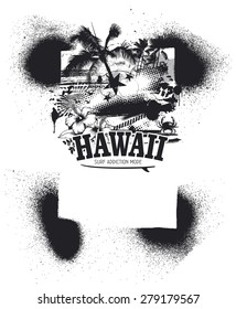hawaiian summer inky frame with summer objects