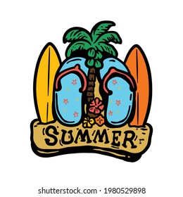 Hawaiian Summer Sandals Cartoon Vector