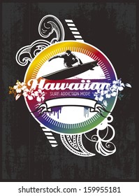 hawaiian surf shield with grunge background