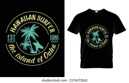 Hawaiian surfer est. 1986 the island of Oahu T Shirt svg