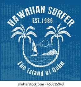  Hawaiian Surfer. Vector graphic illustration