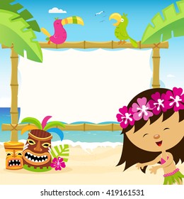 Hawaiian Template With Hula Dancer