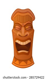 Hawaiian tiki god statue carved polynesian wood vector illustration
