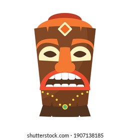 hawaiian tiki mask over white background, colorful design, vector illustration