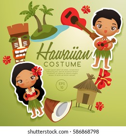 Hawaiian  traditional costumes : Vector Illustration