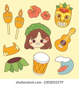 Arte clip de elementos de objetos tradicionales de Hawái