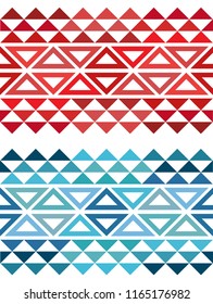 Hawaiian Tribal Decorative Tattoo - Horizontal Red And Blue Seamless Pattern Design