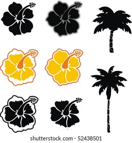 hawaiian tropic flowers set in vector format very easy to edit