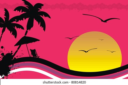 hawaiian tropical beach background in vector format