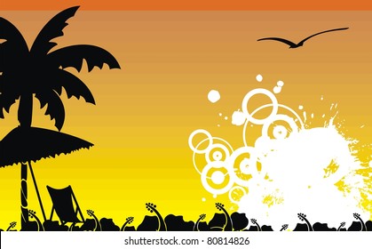 hawaiian tropical beach background in vector format