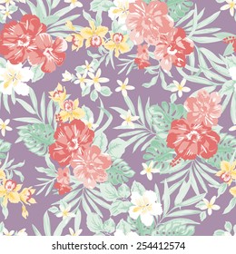 Hawaiian Tropical floral print ~ seamless background