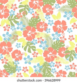 Hawaiian tropical floral seamless pattern.