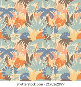 Hawaiian tropical flowers modern seamless pattern.