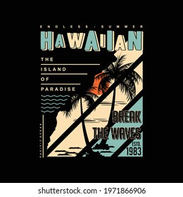 hawaiian tropical graphics design typography, t shirt vectors, summer adventure 