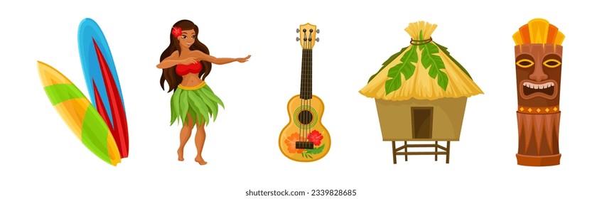 Hawaiian Tropical Objects and Attributes Vector Set
