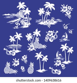 Hawaiian tropical shore scenery graphics