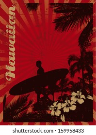 hawaiian vintage surf background