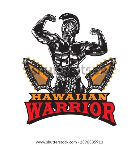 Hawaiian Warrior vector illustration in vintage style, perfect for t shirt design