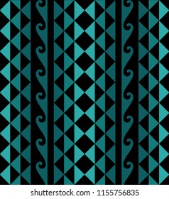 Hawaiian Wave Tribal Pattern In Blue And Black