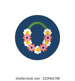 hawaiian wreath flat fector icon