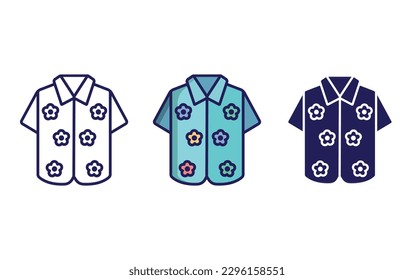 Hawaiin shirt line and solid illustration icon